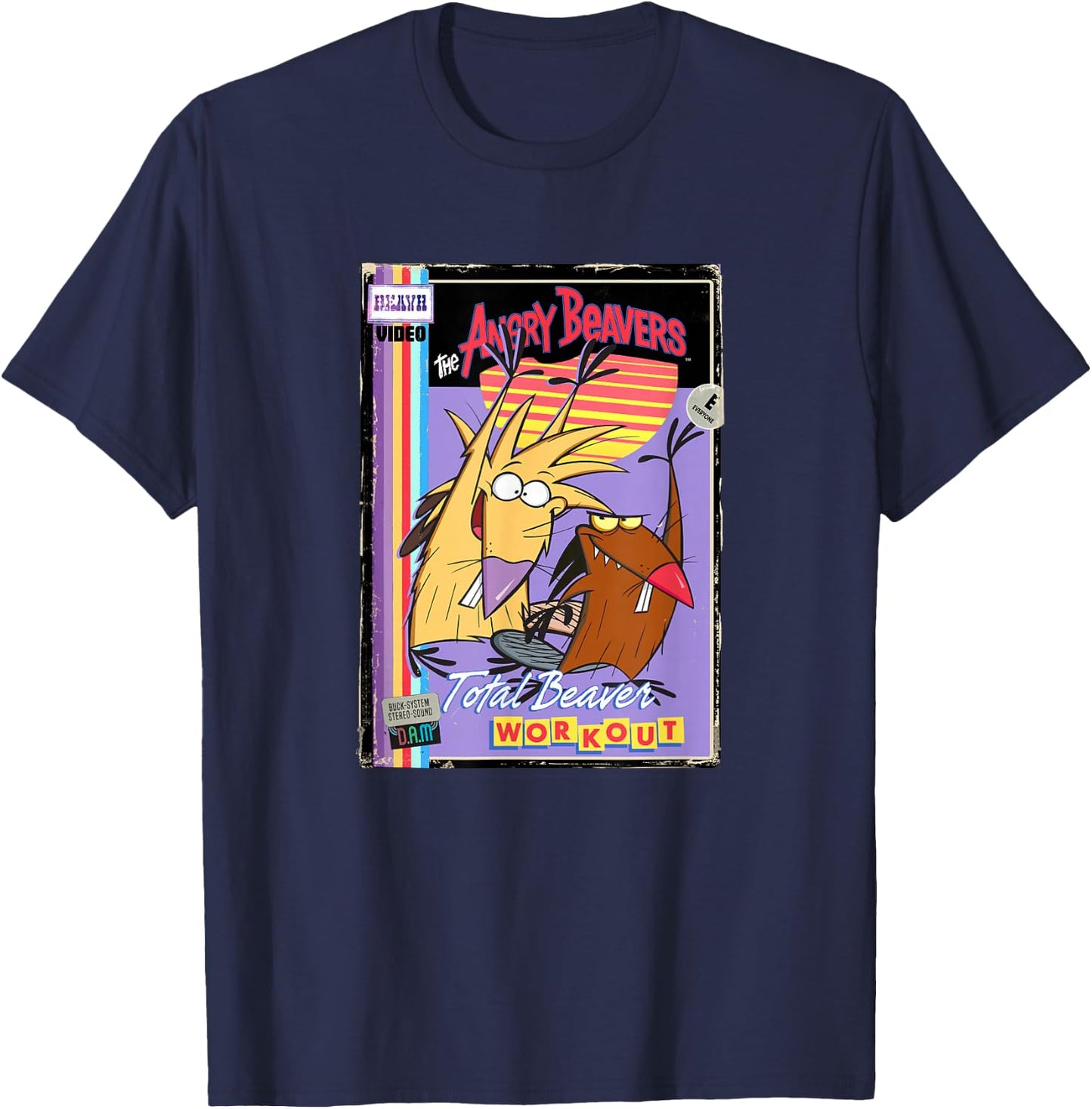 Angry Beavers Total Beaver Workout Retro Vintage Video Tape T-Shirt - T-Shirt | Navy