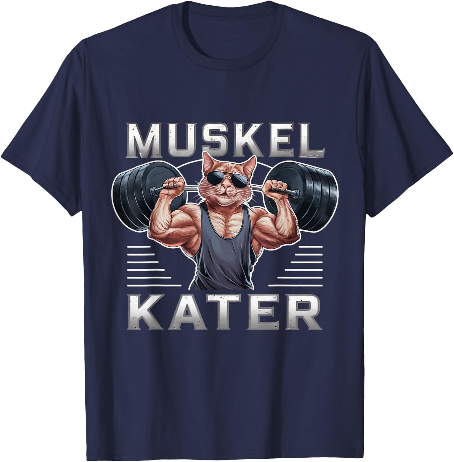 Funny Muscle Soreness Cats Fitness Sports Bodybuilding Gym , black T-Shirt - T-Shirt | Navy