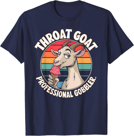 Throat Goat Retro Funny Adult Humor Ice Cream Gag Meme T-Shirt - T-Shirt | Navy