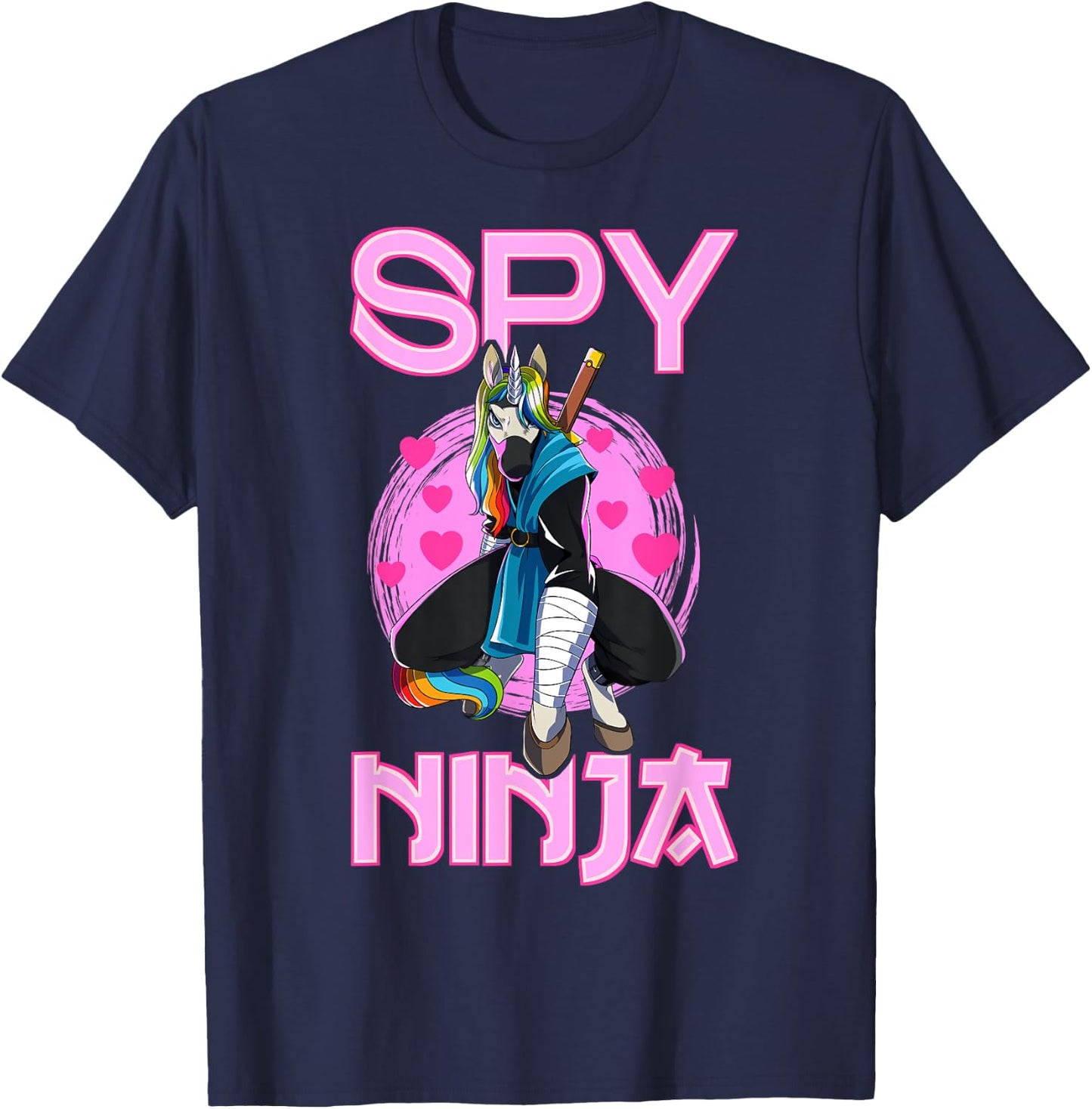 Spy Ninja Unicorn Gamer Rainbow Spione Samurai T-Shirt - T-Shirt | Navy