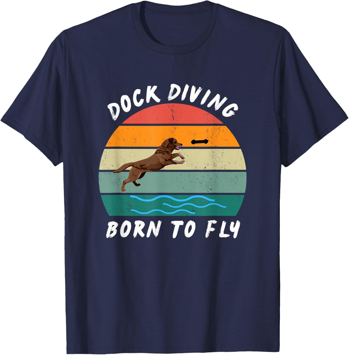Dock Diving - Dog Sports - with a cute Labrador Retriever T-Shirt - T-Shirt | Navy