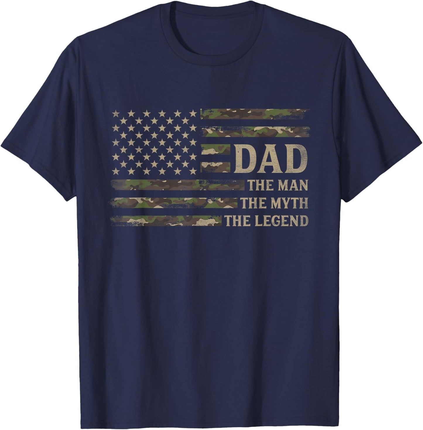 Dad Man Myth Legend Camo USA Flag Fathers Day Camourflage T-Shirt - T-Shirt | Navy