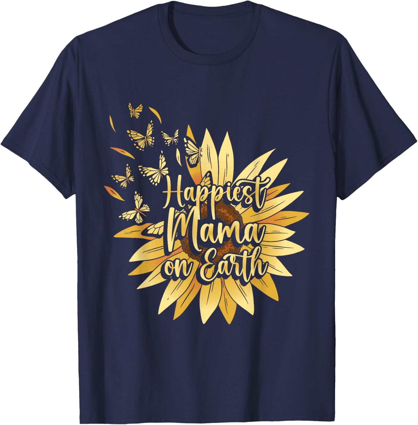 Yellow Flower Mom Sunflower Summer T-Shirt - T-Shirt | Navy