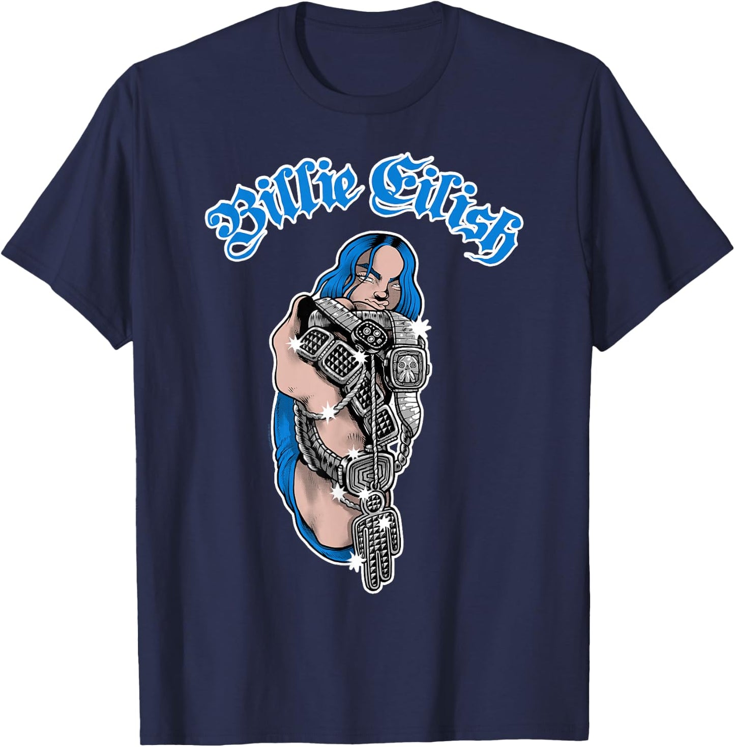 Billie Eilish Bling Music by Rock Off T-Shirt - T-Shirt | Navy