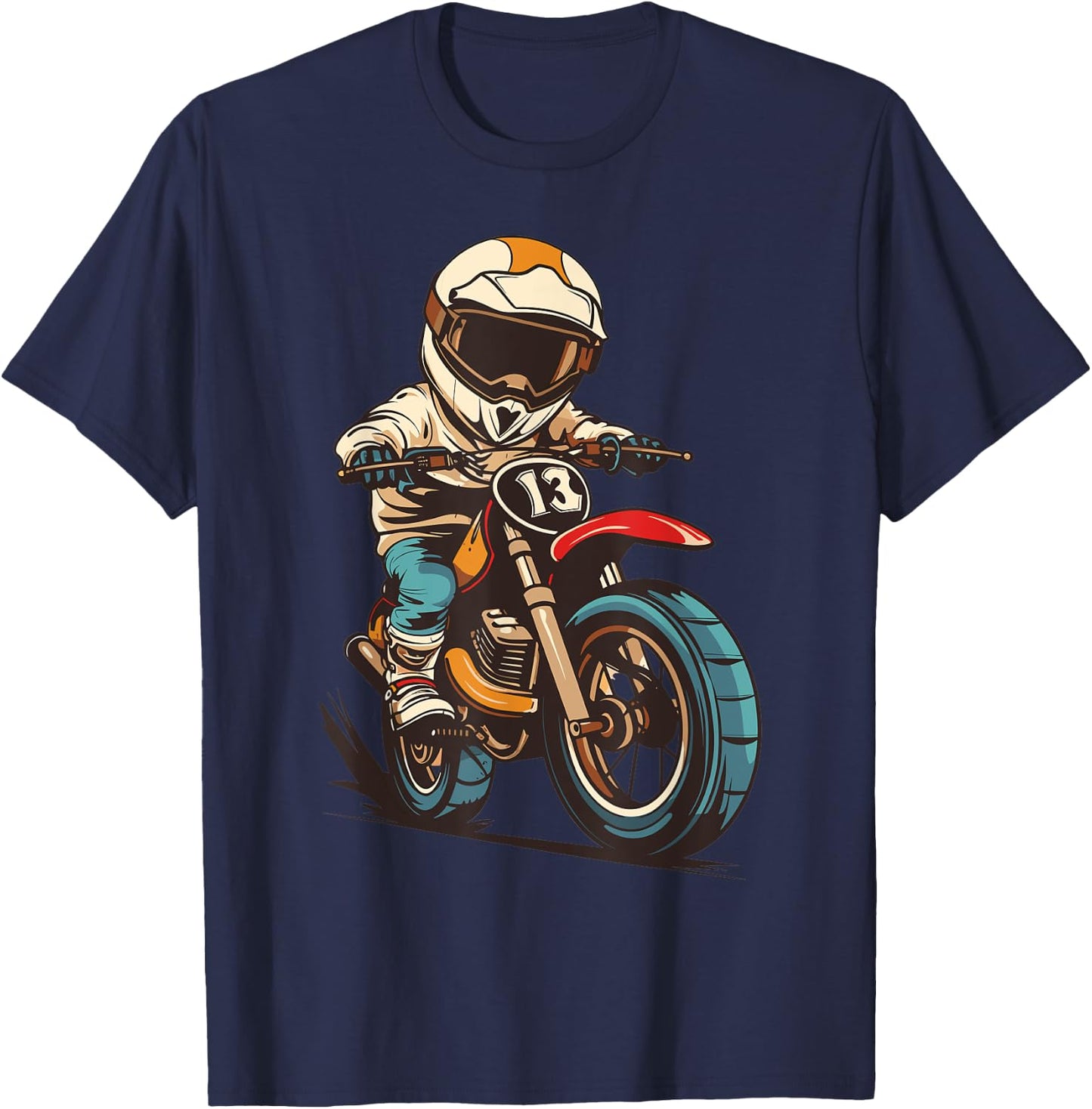Retro Motocross, Kids Dirt Bike T-Shirt - T-Shirt | Navy