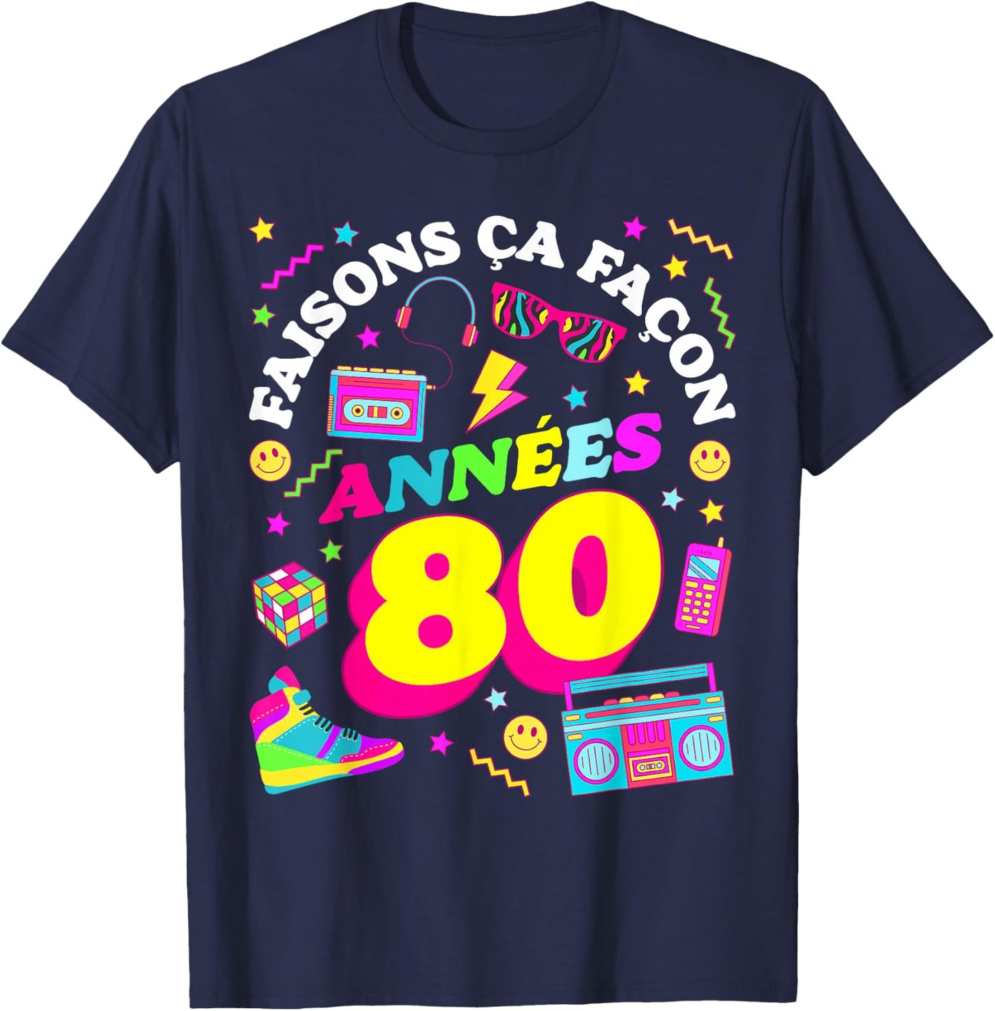 Party 80s Birthday Party 80s Retro Style T-Shirt - T-Shirt | Navy
