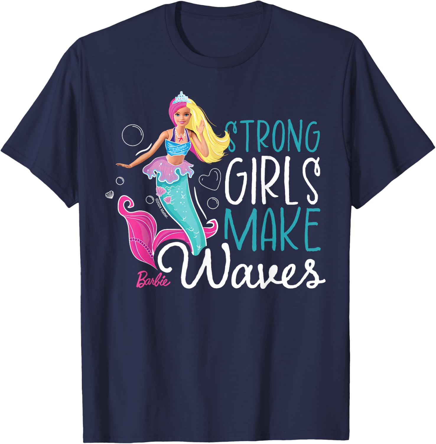 Barbie Mermaid Strong Girls Make Waves T-Shirt - T-Shirt | Navy