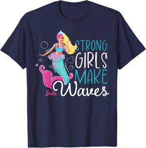 Barbie Mermaid Strong Girls Make Waves T-Shirt - T-Shirt | Navy