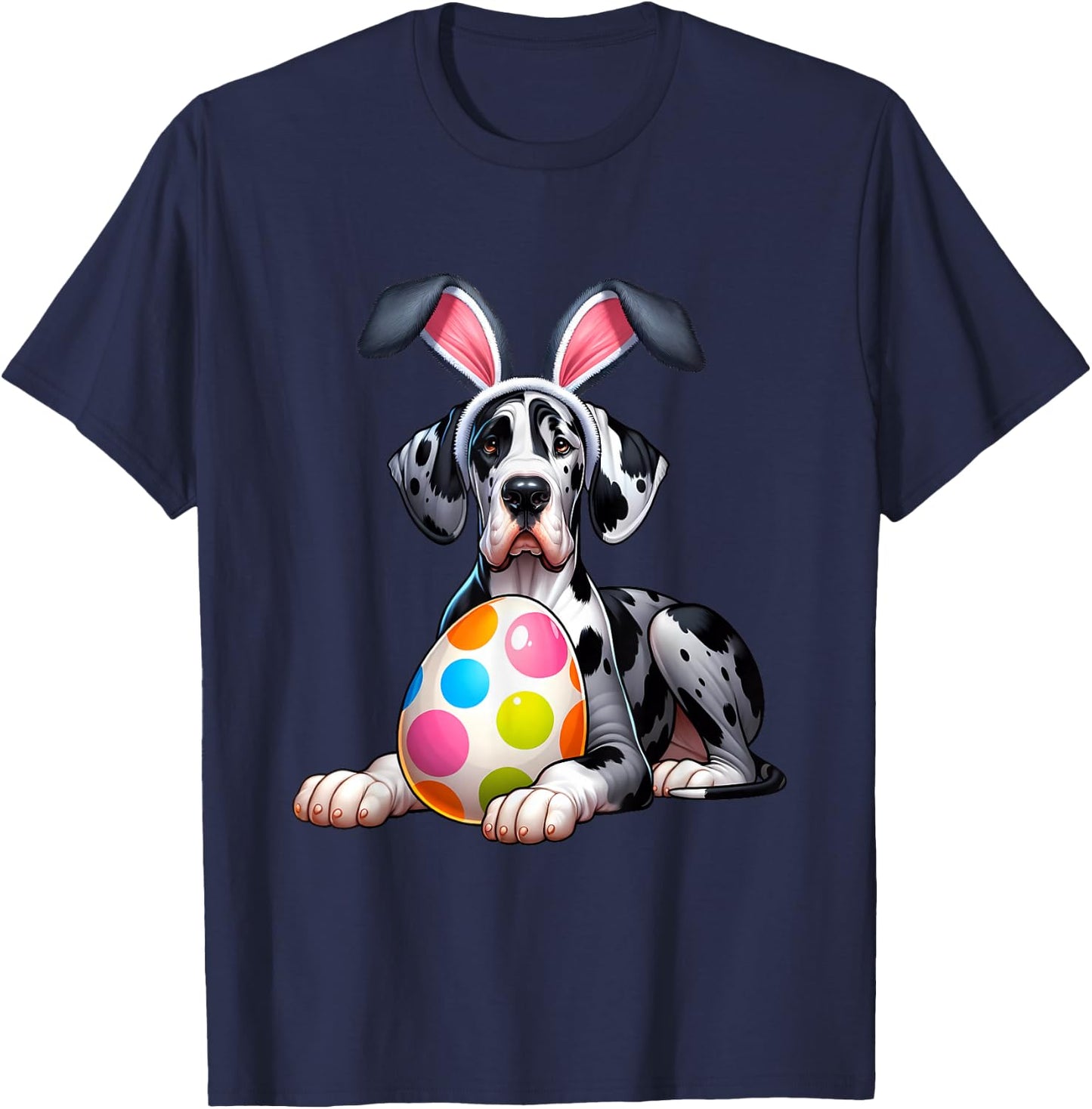 Great Dane Lovers Easter Egg Eggs Bunny Rabbits Men Women T-Shirt - T-Shirt | Navy