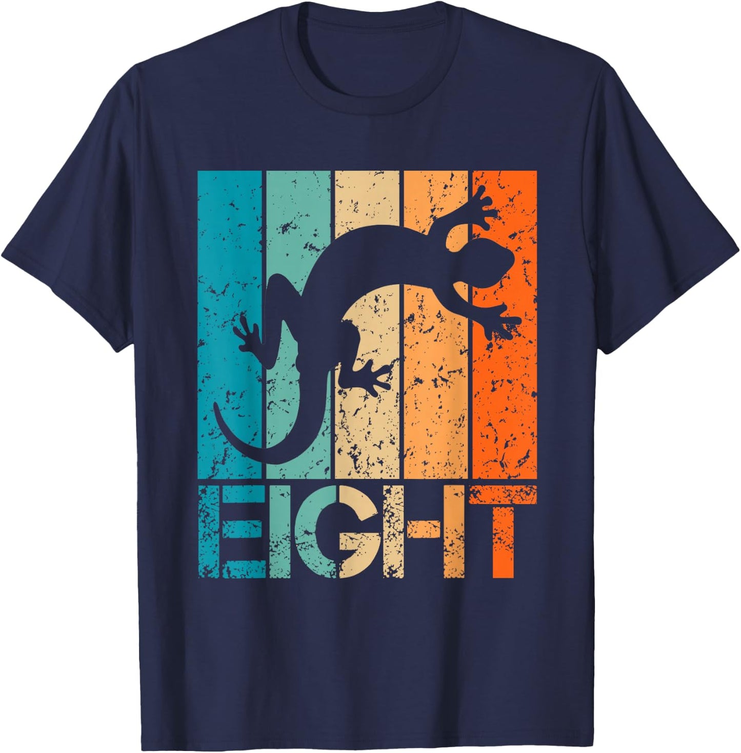 8th Lizard Birthday 8 Year Old 8yr Boy Girl Birthday Reptile T-Shirt - T-Shirt | Navy
