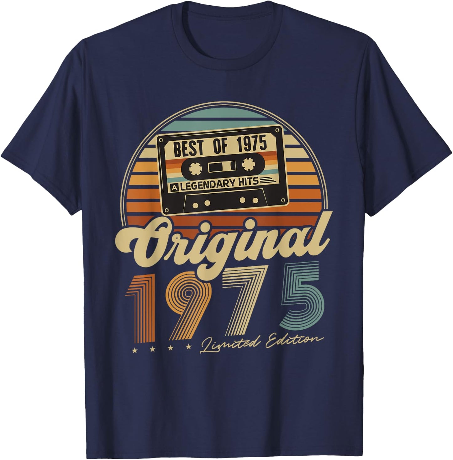 Original 1975 Vintage 50th Birthday Gift Man Woman , Black, S T-Shirt - T-Shirt | Navy
