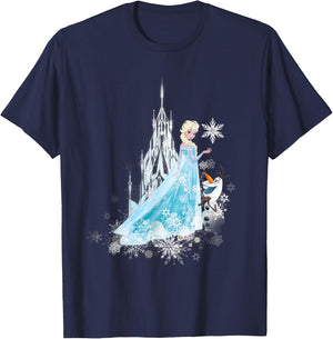 Frozen Elsa And Olaf Winter Magic T-Shirt - T-Shirt | Navy