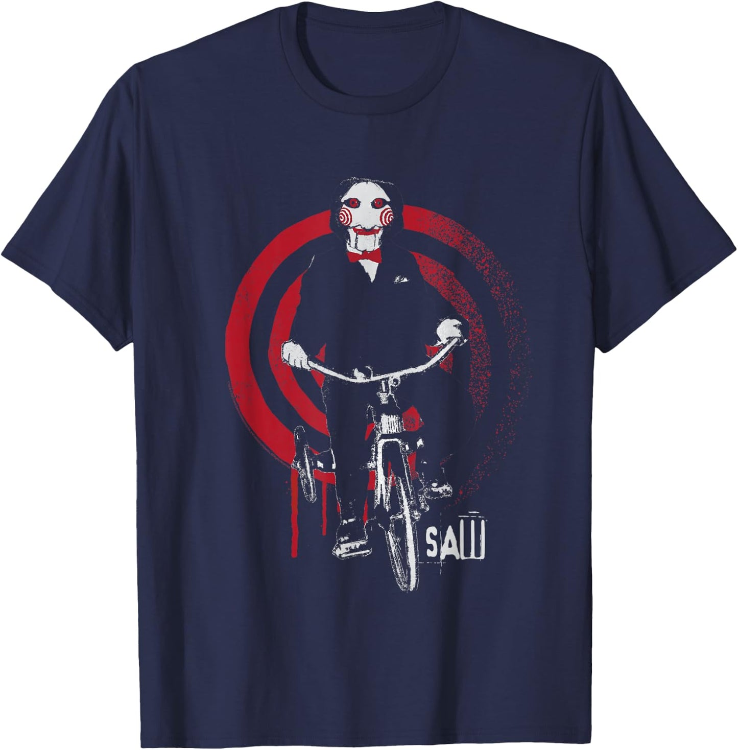 Saw Jigsaw on the Bicycle , black T-Shirt - T-Shirt | Navy