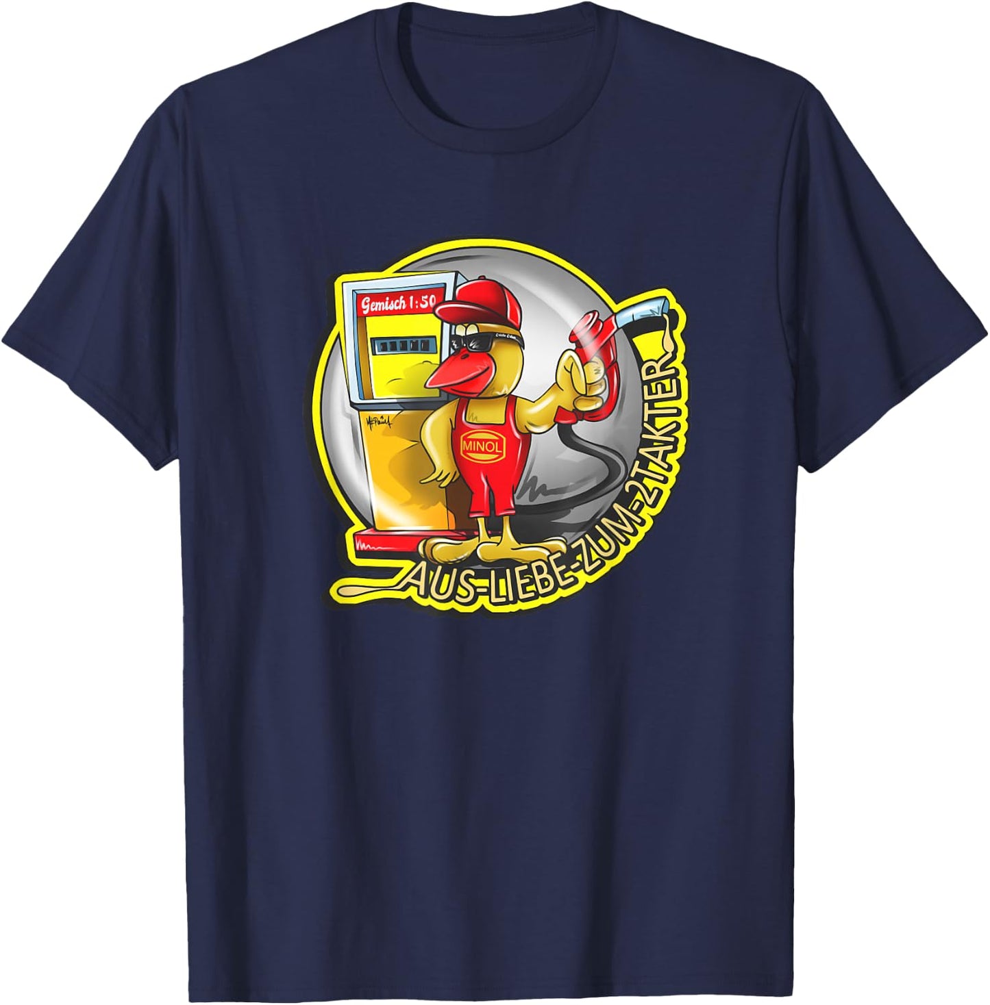 Minol Pirol - Tankwart aus Liebe zum Zweitakter Gemisch 1:50 T-Shirt - T-Shirt | Navy