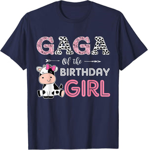 Gaga of The Birthday Girl Farm Cow Grandma Matching Family T-Shirt - T-Shirt | Navy