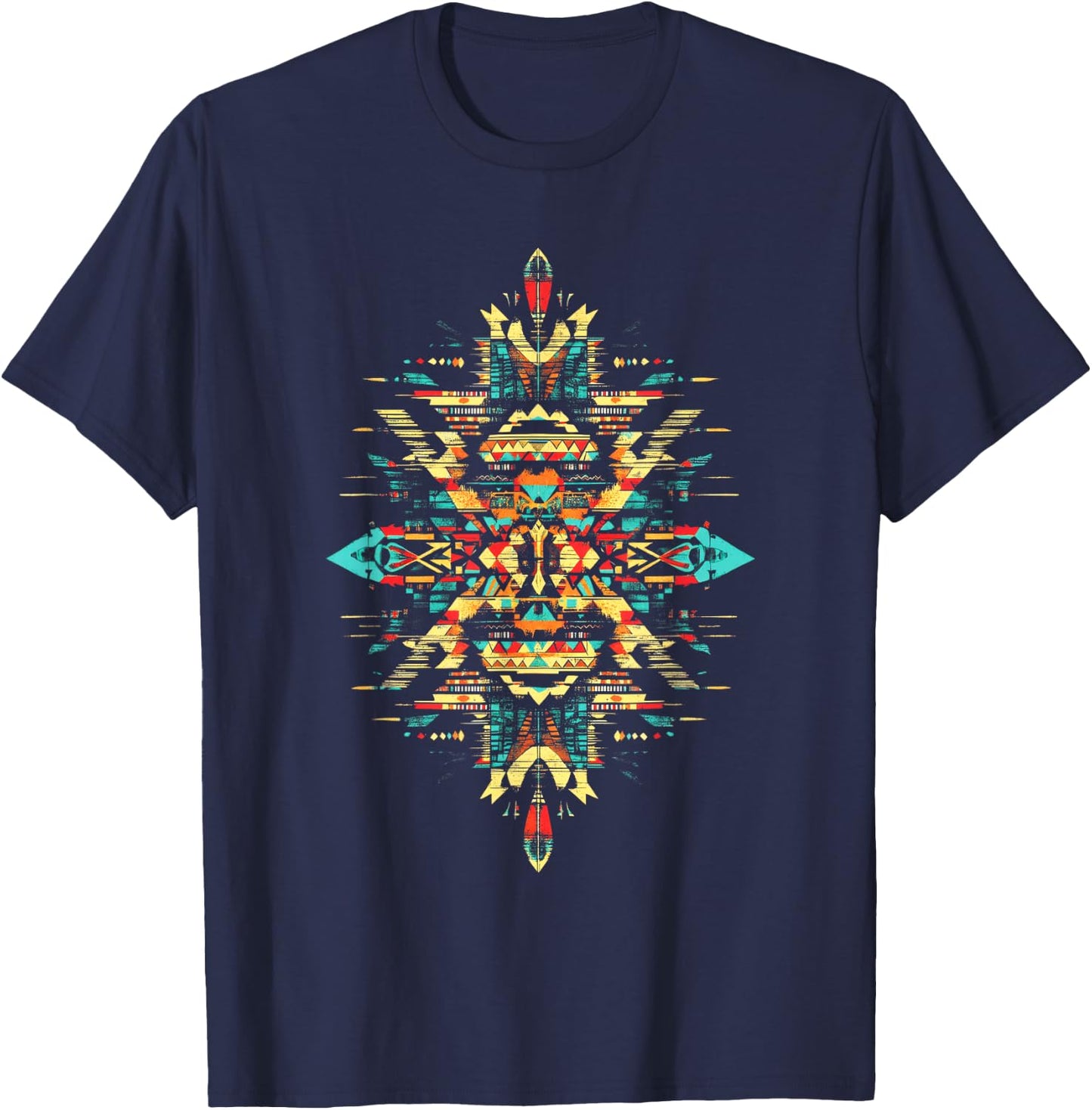 Southwest Turquoise Native American Aztec Pattern T-Shirt - T-Shirt | Navy