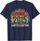 Vintage 2015 Limited Edition 10-Year-Old Gifts 10th Birthday T-Shirt - T-Shirt | Navy