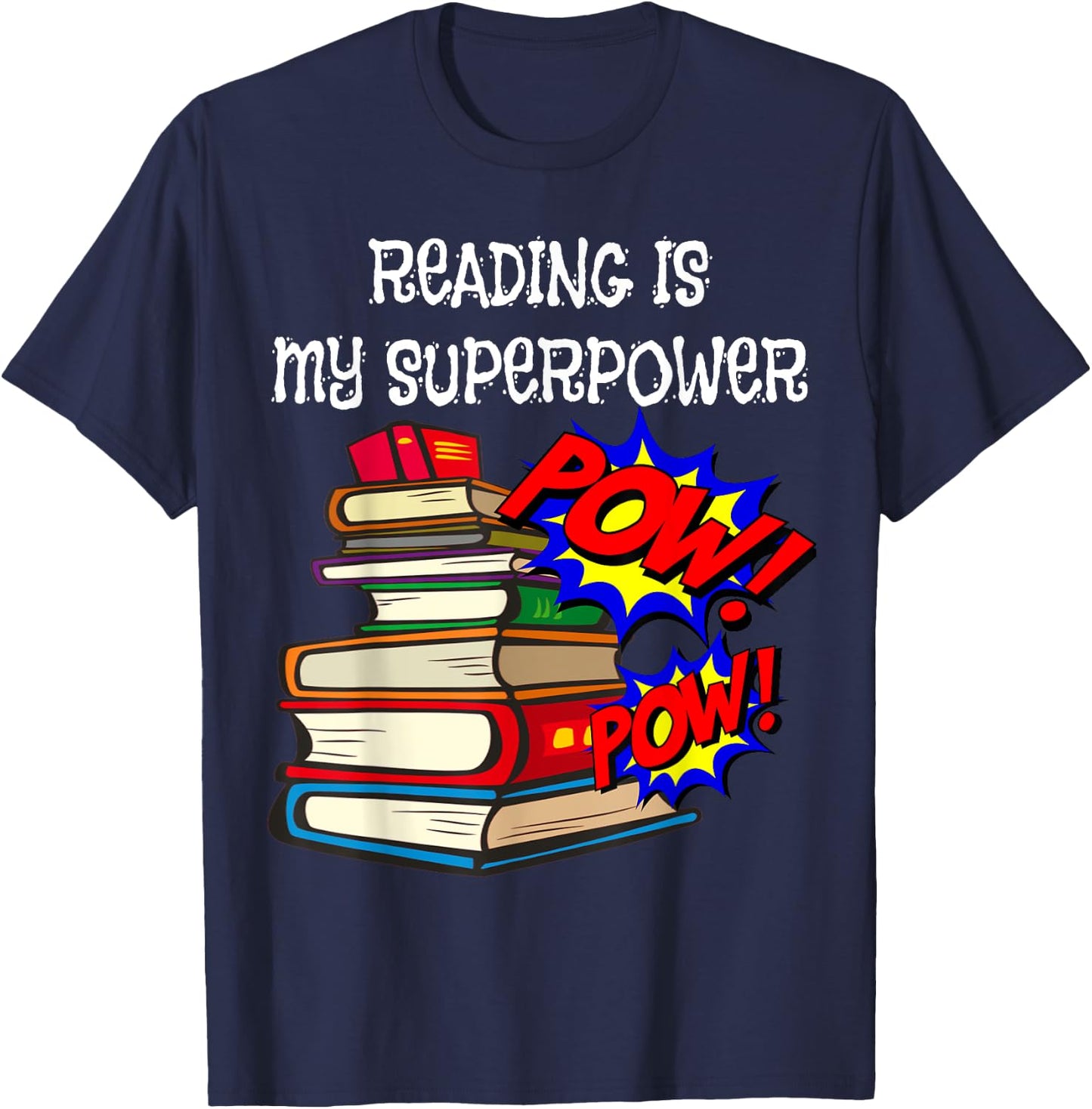 Reading is My Super Power Superhero Best English Teacher T-Shirt - T-Shirt | Navy