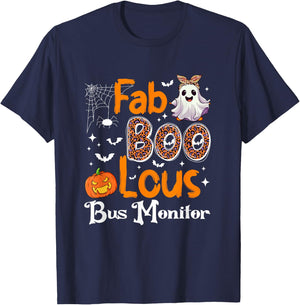 Fab Boo Lous Bus Monitor Pumpkin Halloween T-Shirt - T-Shirt | Navy