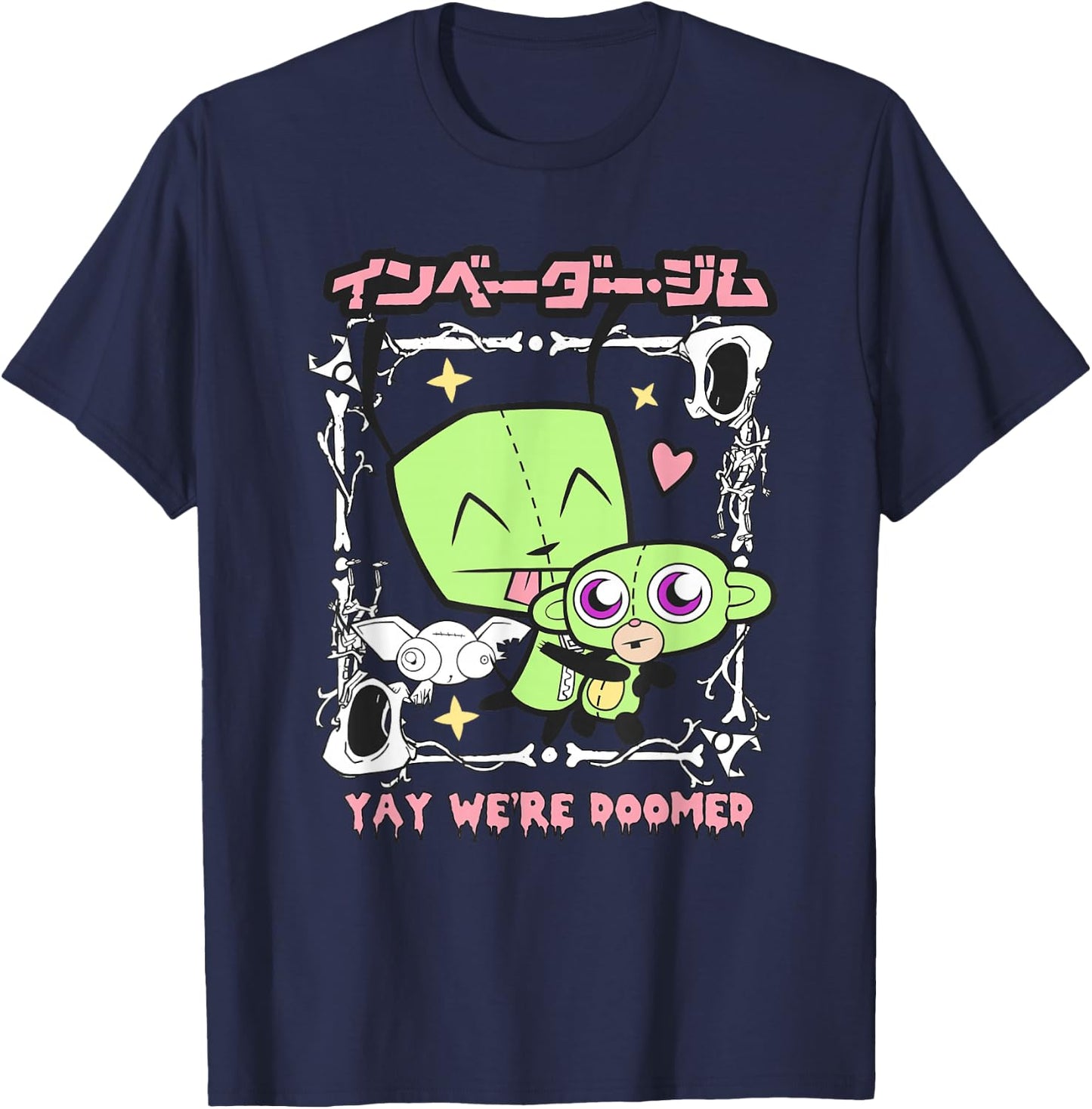 Invader Zim Gir Monkey Yay We are Doomed T-Shirt - T-Shirt | Navy