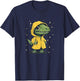 Hilarious Dino Raincoat Adventure Graphic for Boys and Girls T-Shirt - T-Shirt | Navy
