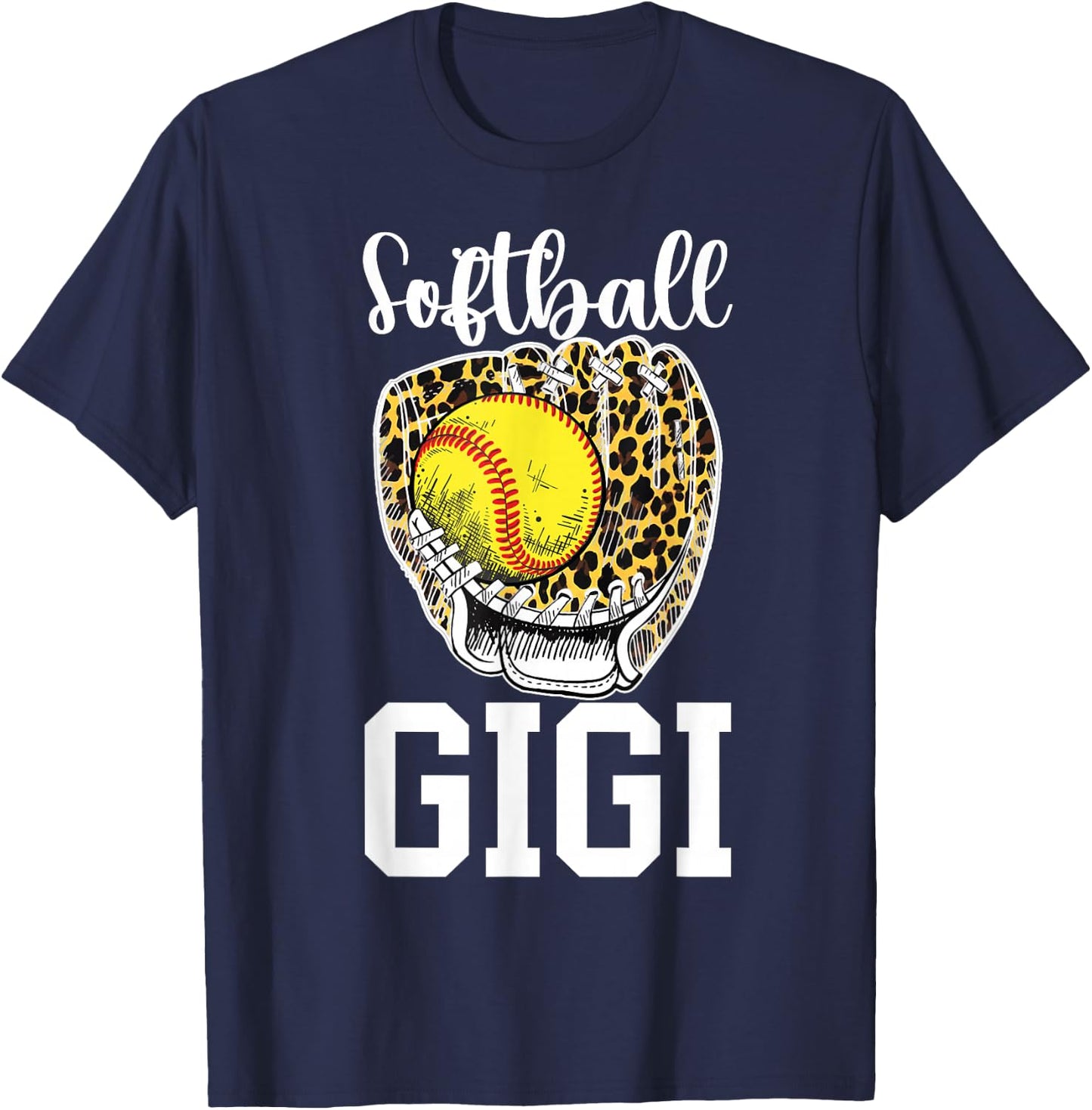 Softball Gigi Grandma Leopard Gigi Of A Softball Player T-Shirt - T-Shirt | Navy