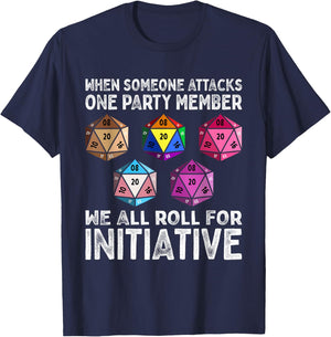 Wenn jemand ein Gruppenmitglied angreift D20 Dice LGBTQ Ally T-Shirt - T-Shirt | Navy