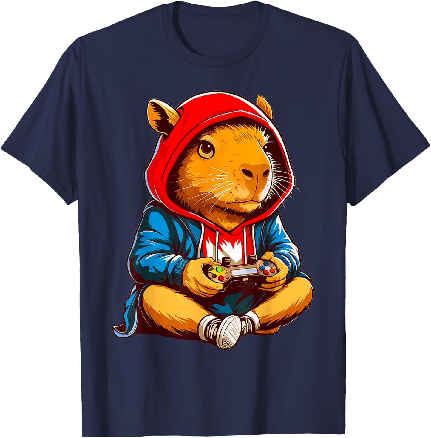 Capybara Video Games Funny Gaming Capy Men Teen Boys Kids T-Shirt - T-Shirt | Navy