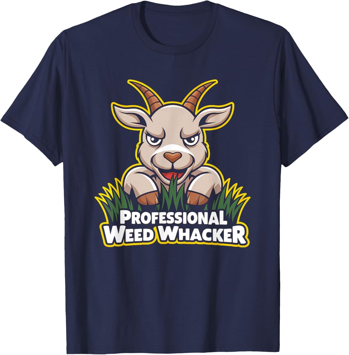 Professional Weed Whacker Funny Pygmy Goat Lawn Mowing Farm T-Shirt - T-Shirt | Navy