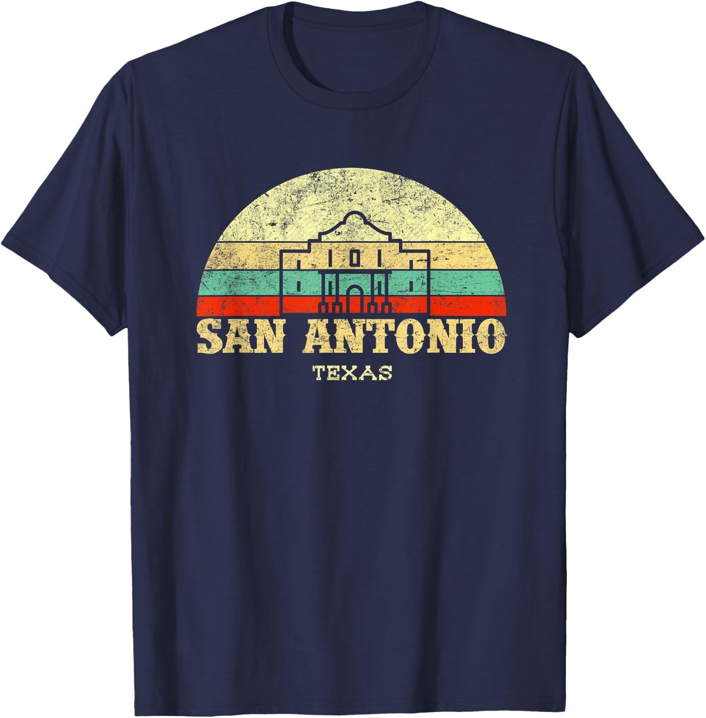 Retro The Alamo San Antonio Texas Lone Star State T-Shirt - T-Shirt | Navy