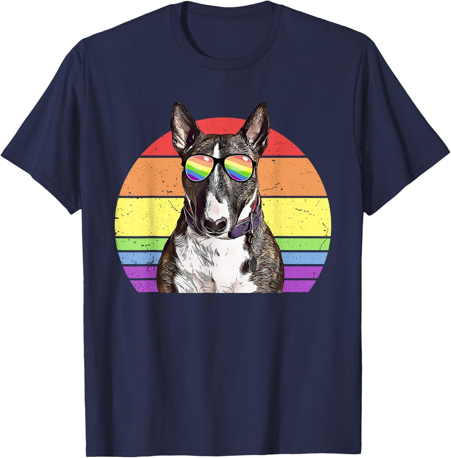 LGBTQ Miniature Bull Terrier Dog Rainbow Love Gay Pride Women Kids T-Shirt - T-Shirt | Navy