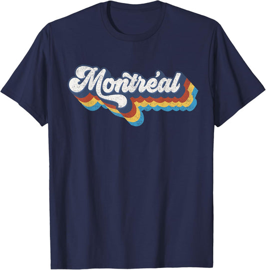 Montreal Canada - Retro 70s French Canadian Vintage Montreal T-Shirt - T-Shirt | Navy
