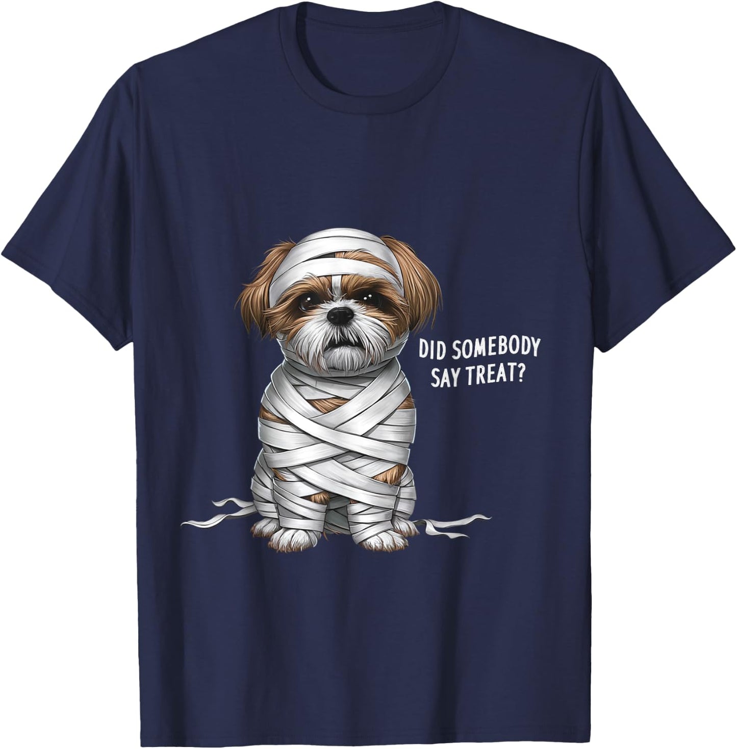 Shih Tzu Mummy Halloween Dog Men Women Kids T-Shirt - T-Shirt | Navy