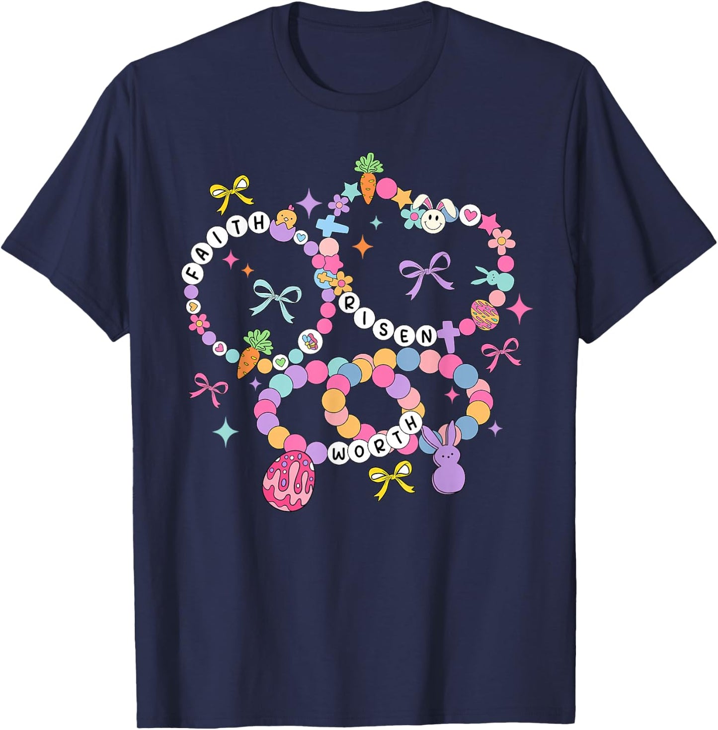Happy Easter Friendship Bracelets Easter Day Women Girl Kids T-Shirt - T-Shirt | Navy