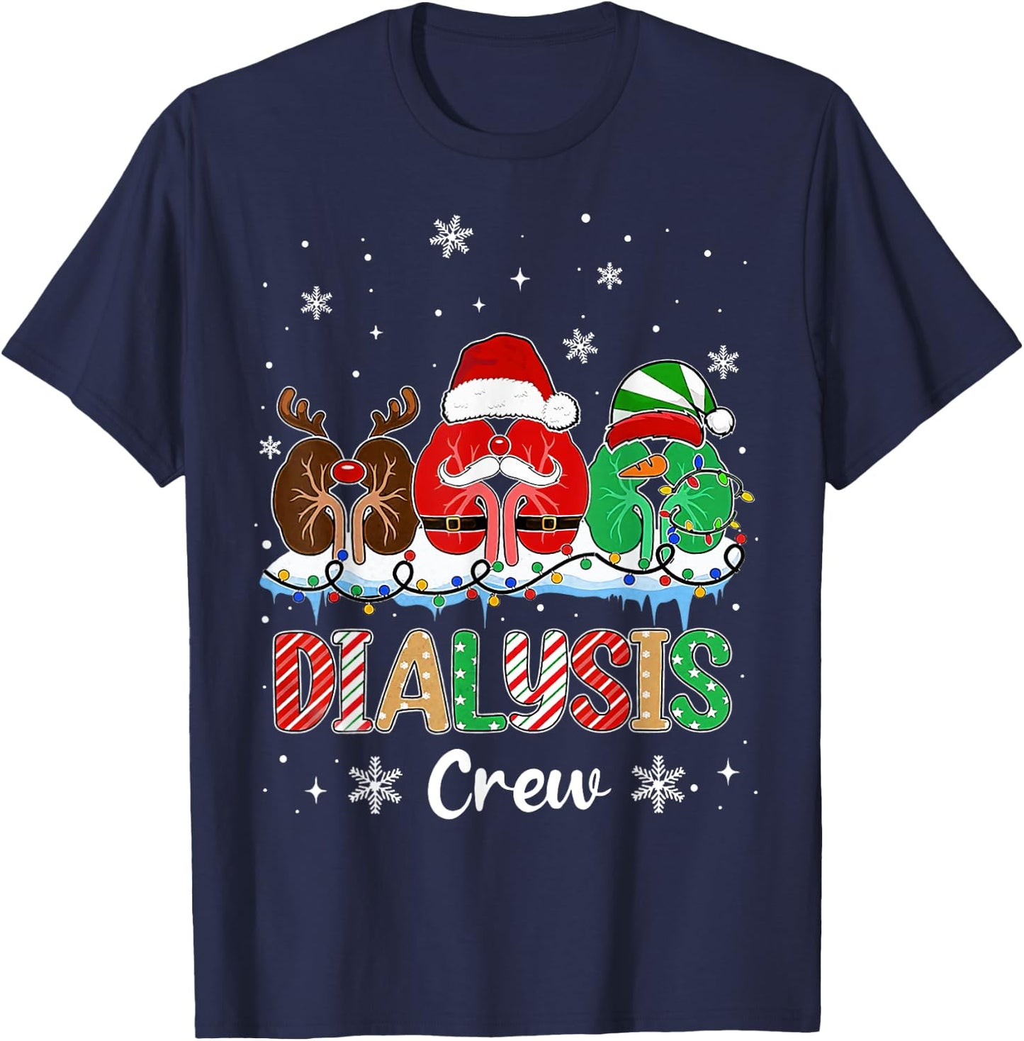 Dialysis Christmas Crew Dialysis Nurse Nephrology Technician T-Shirt - T-Shirt | Navy