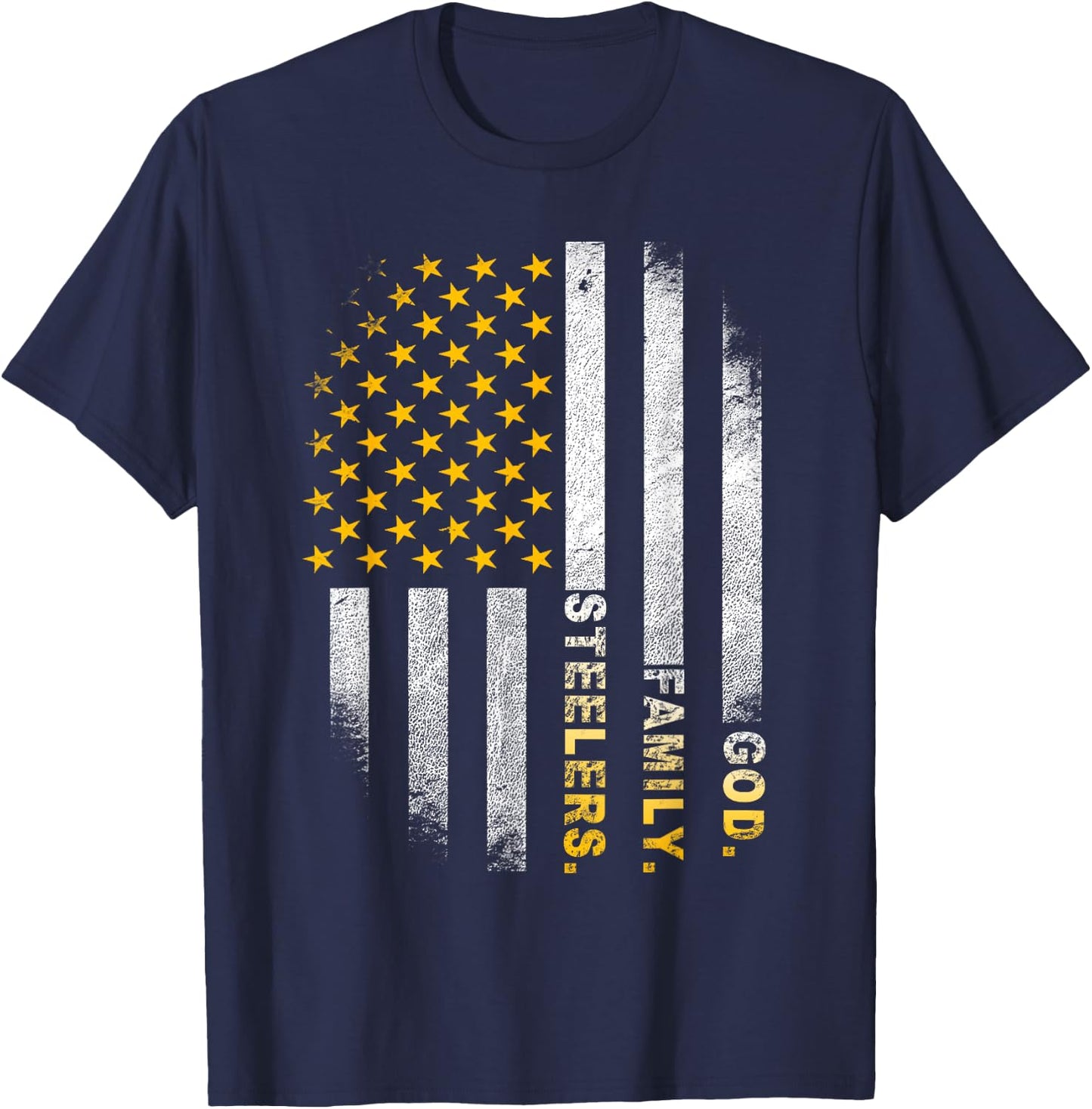 God Family Steelers-Pro Us Flag Shirt Father's Day Dad Gift T-Shirt - T-Shirt | Navy