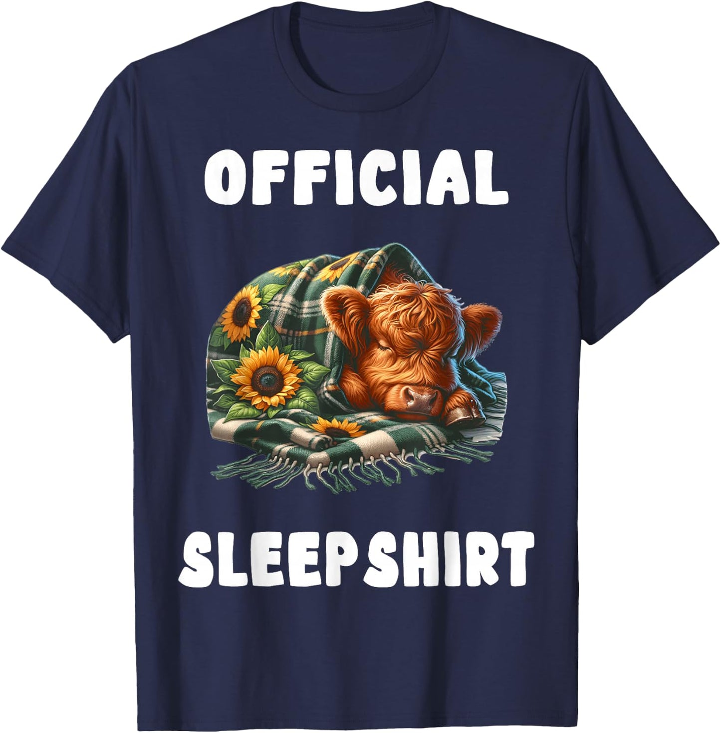 Highland_cow - Official Sleepshirt Pajamas Nightgown T-Shirt - T-Shirt | Navy