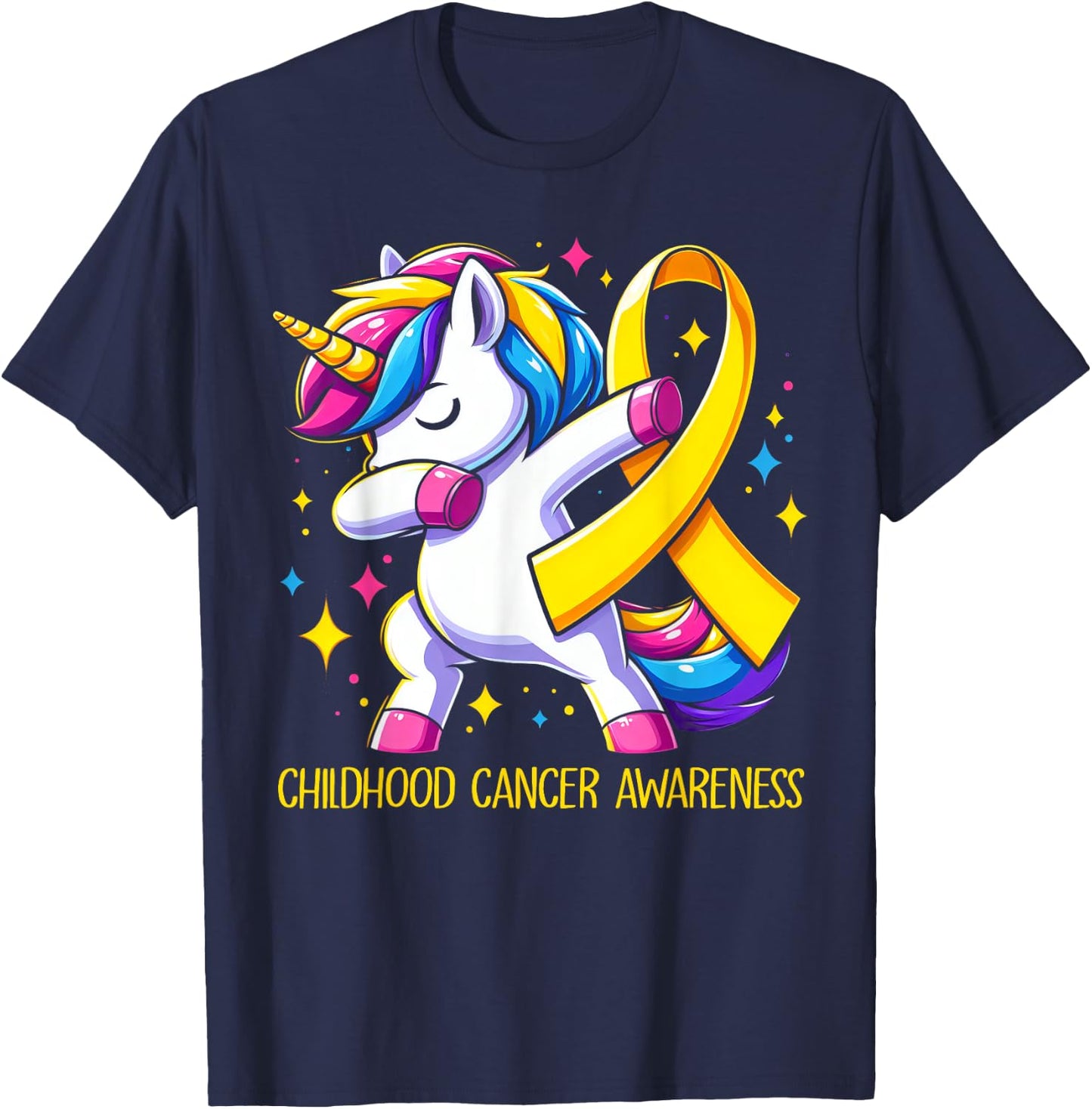 Childhood Cancer Awareness Unicorn Kids Girls T-Shirt - T-Shirt | Navy