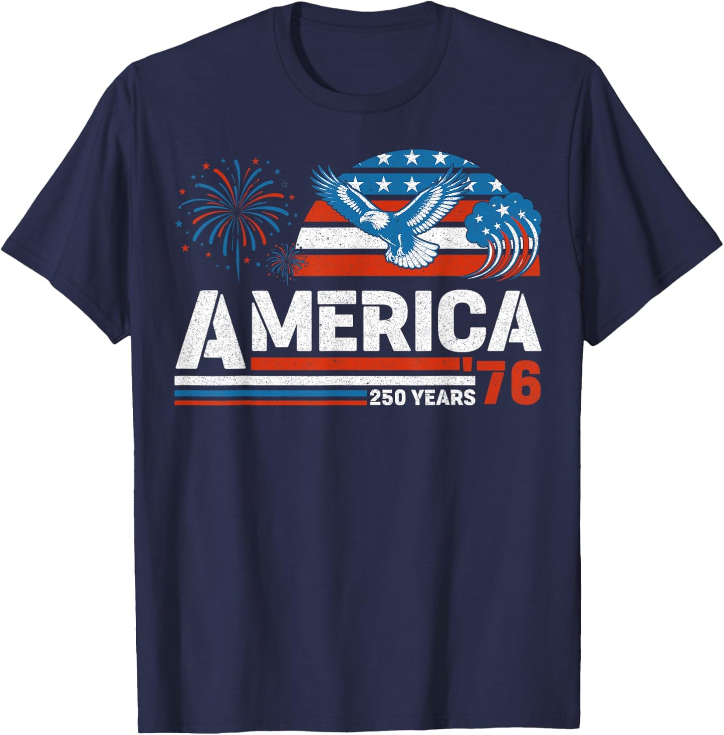 America Retro 250th Anniversary USA 1776 2026 4th of July T-Shirt - T-Shirt | Navy