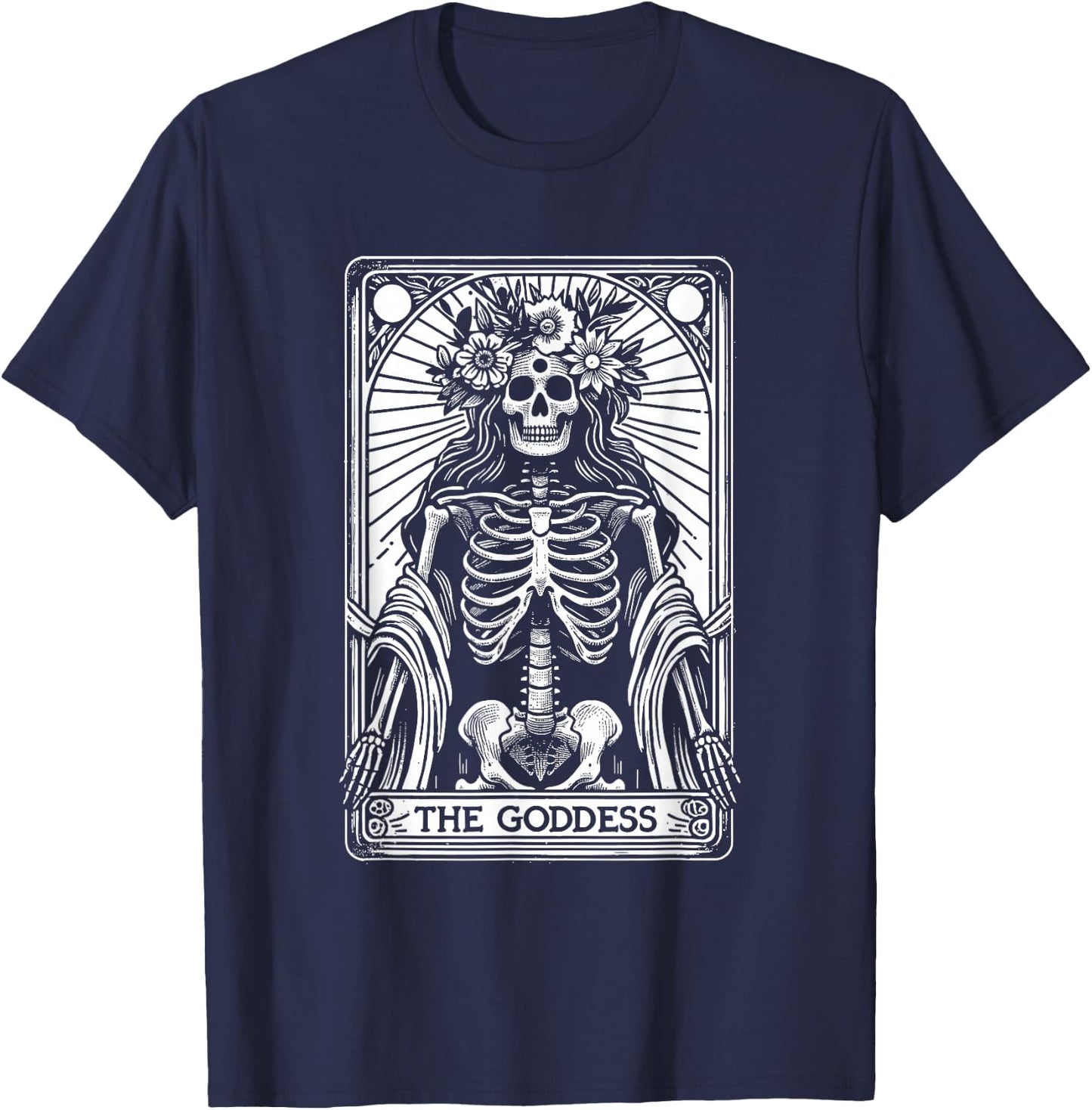 Esoteric Skeleton Occult Spiritual - Tarot Cards , Black, S T-Shirt - T-Shirt | Navy
