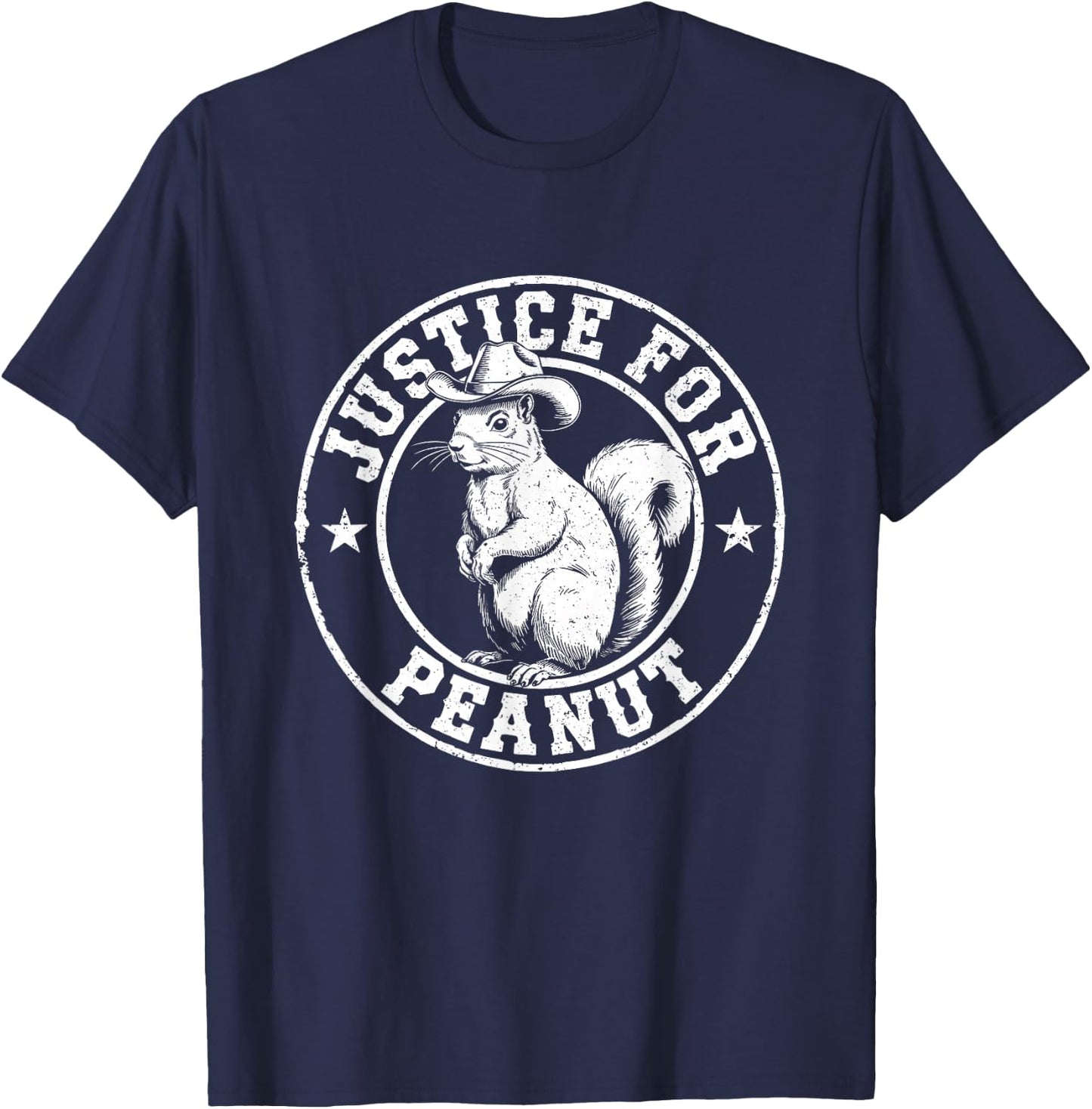 Justice For Peanut The Squirrel - Cute Squirrel Cowboy Hat T-Shirt - T-Shirt | Navy