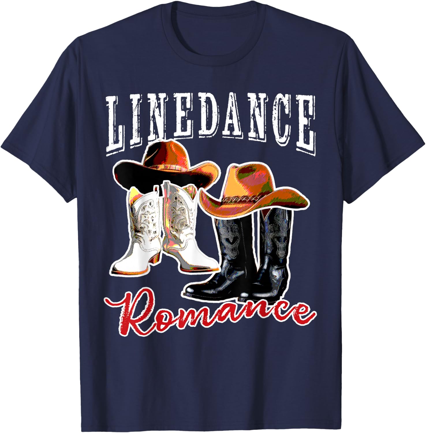 Country Western Theme Couple His Hers Matching Linedancing T-Shirt - T-Shirt | Navy