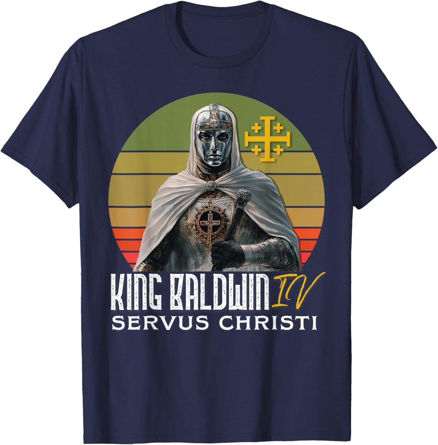 King Baldwin IV Jerusalem Cross Catholic T-Shirt - T-Shirt | Navy