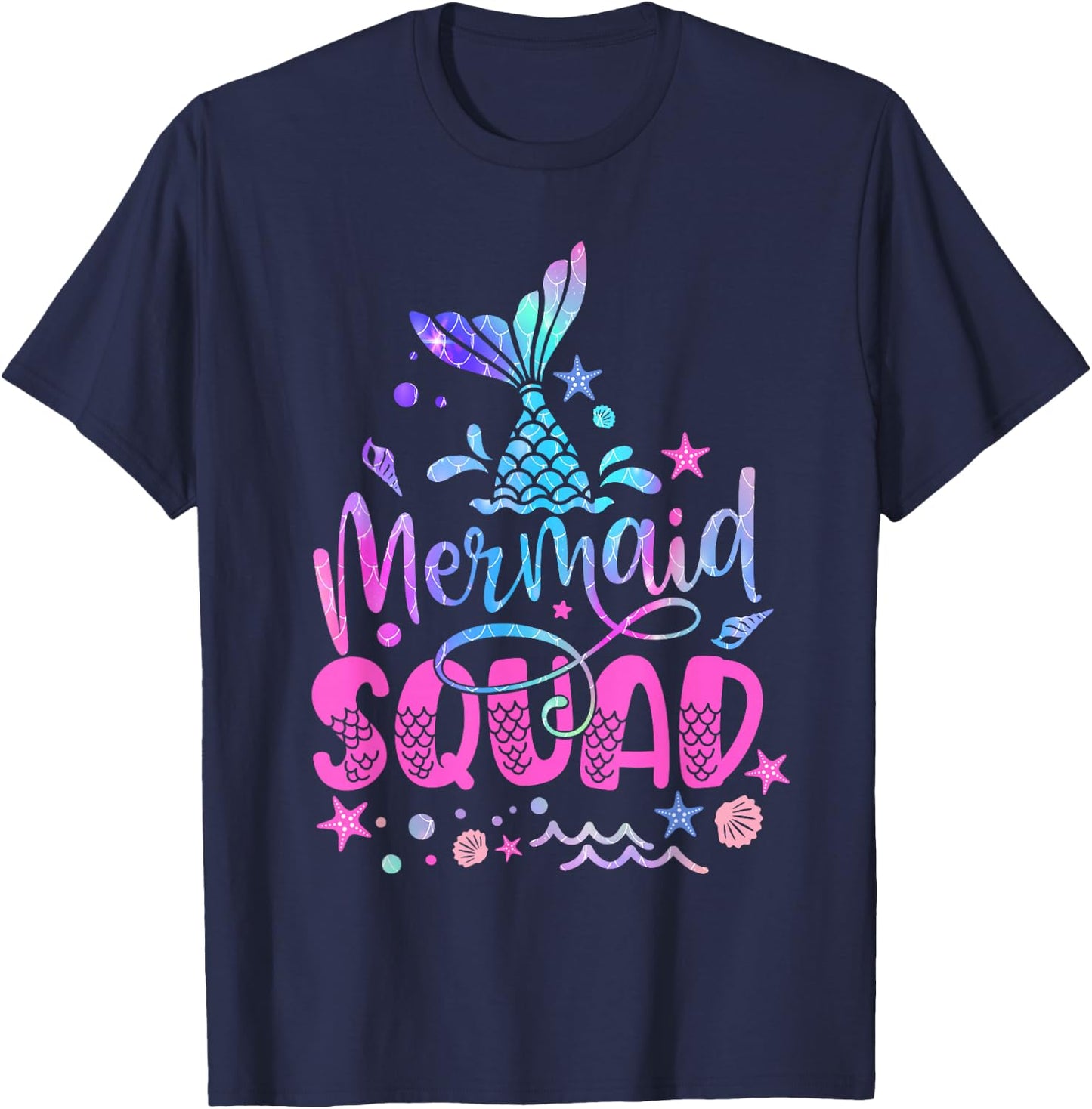 Mermaid Squad Mermaid Tail Toddler Girls Birthday outfit T-Shirt - T-Shirt | Navy