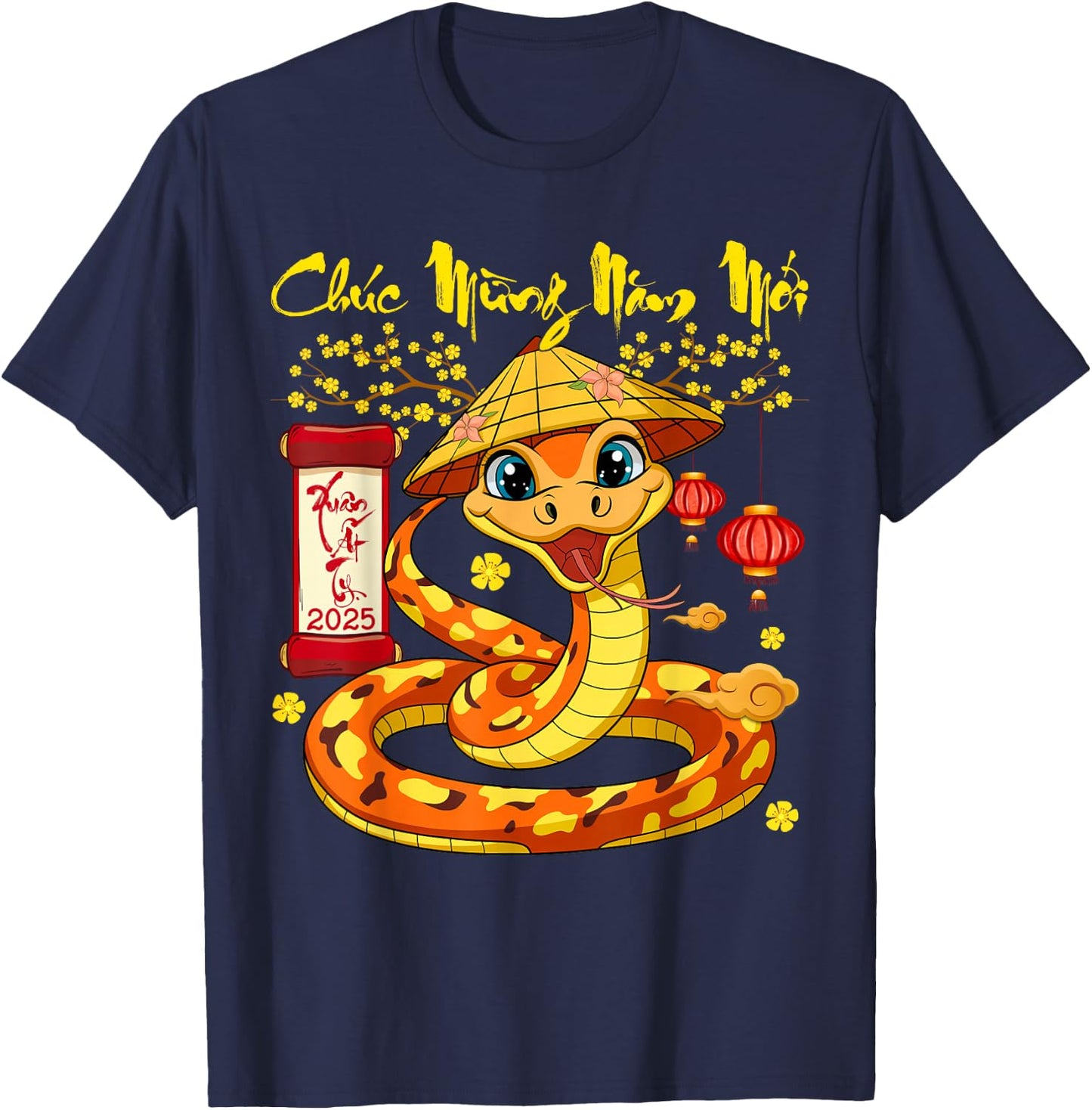 Vietnamese New Year 2025 Chuc Mung Nam Moi Tet At Ty 2025 T-Shirt - T-Shirt | Navy