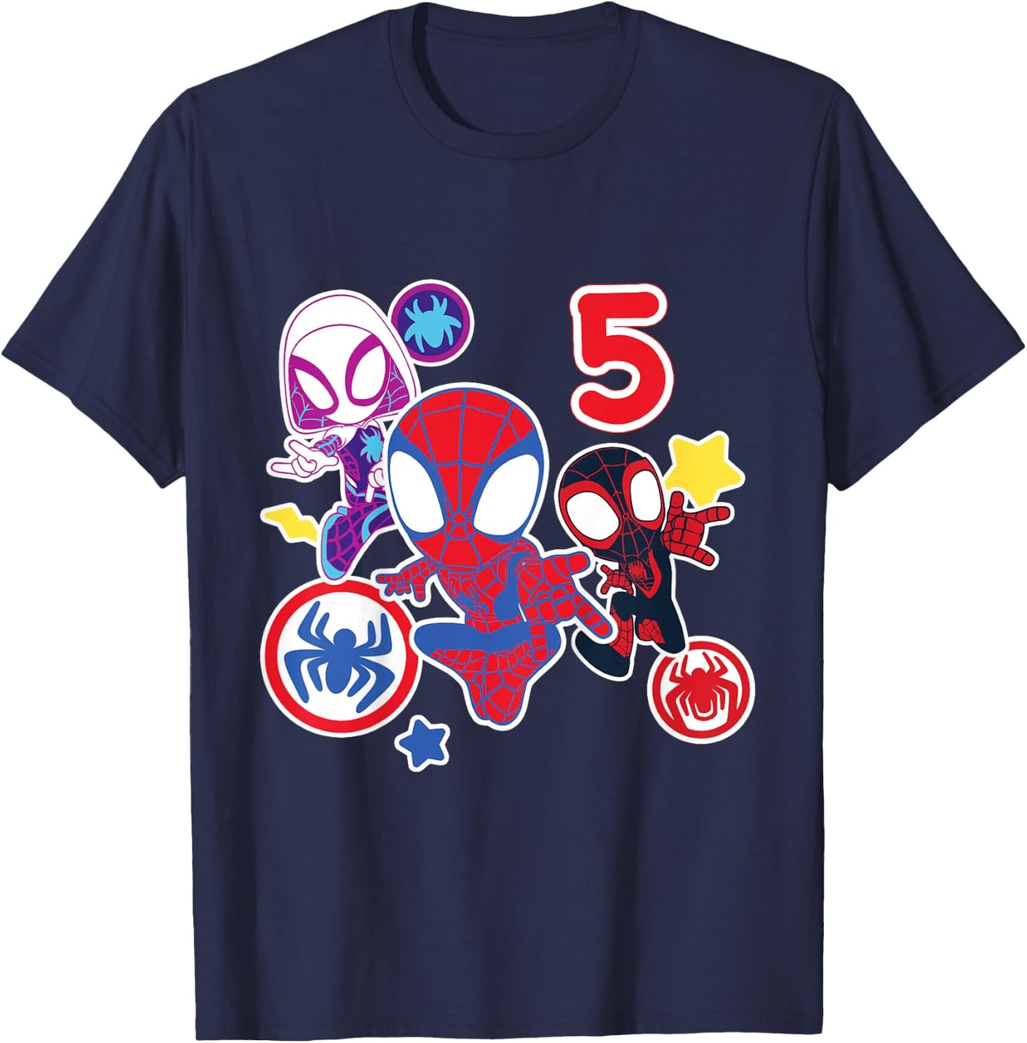 Kids Marvel Spidey and His Amazing Friends 5 Year Old Birthday , black T-Shirt - T-Shirt | Navy
