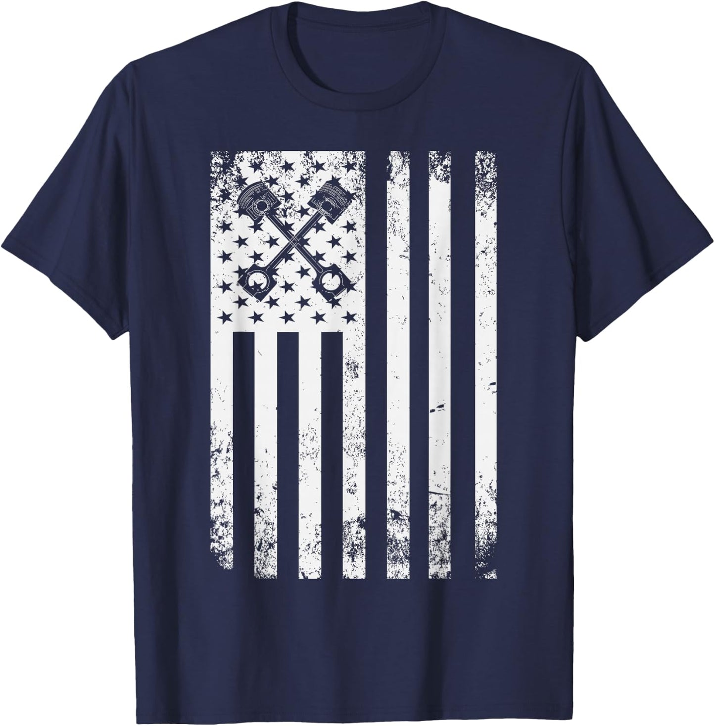 Car Mechanic Automotive US Flag Mechanical Diesel Engine Men T-Shirt - T-Shirt | Navy