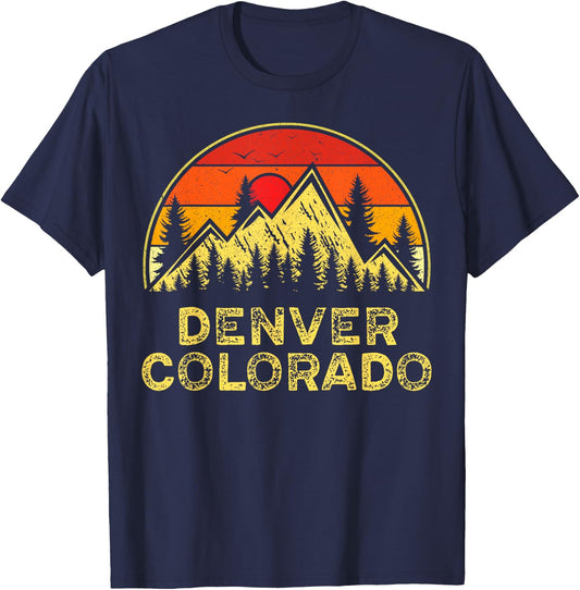 Vintage Denver Colorado CO Mountains Outdoor Hiking Souvenir T-Shirt - T-Shirt | Navy