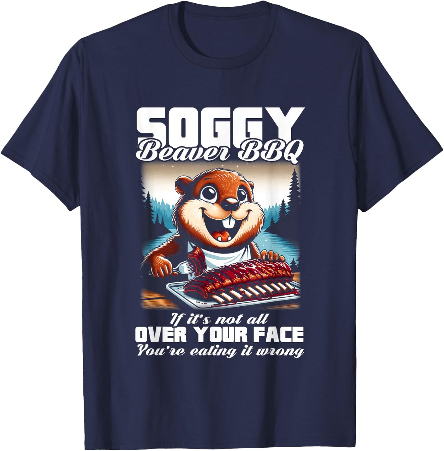 Graphic Soggy Beavers Awesome Animals Outfits For Lovers BBQ T-Shirt - T-Shirt | Navy