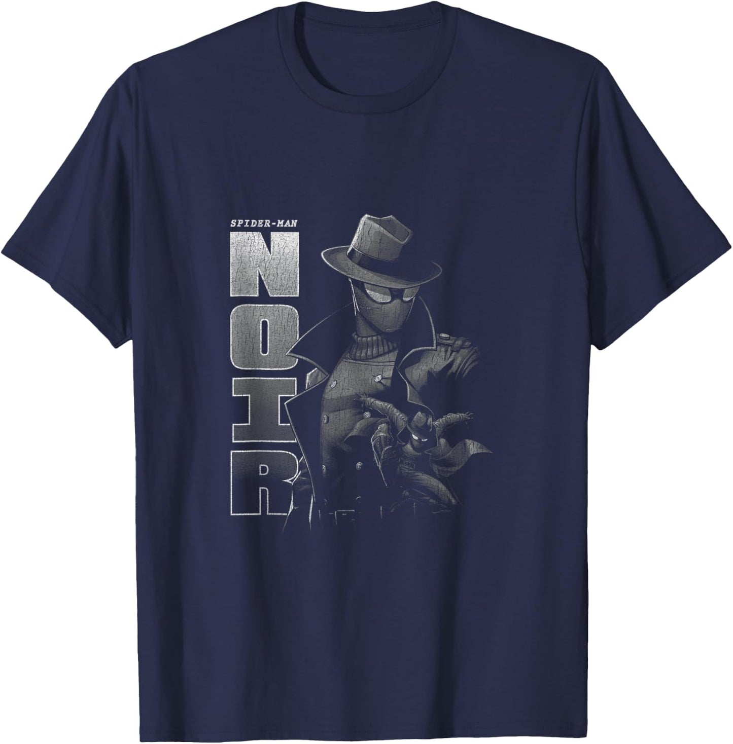 Marvel Comics Spider-Man Noir Detective Distressed Vintage T-Shirt - T-Shirt | Navy